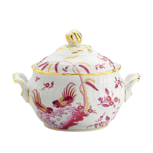 Ginori Oro Di Doccia Magenta Tea Sugar Bowl w/ Cover - 15 oz.